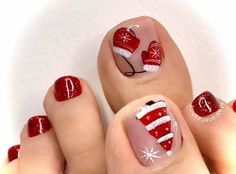 Santa Nail Art, Nail Noel, Feet Nail Design, Butterfly Nail Designs, Gel Pedicure, Pedicure Nail Designs