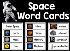 space word cards with pictures of the planets