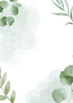 watercolor painting with green leaves on white background