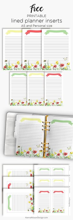 the lined planner book is open and ready to be filled with notes