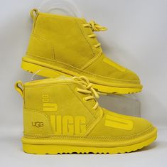 Ugg Neumel Ii Scatter 1134960k Youth Size 4 Graphic Chukka Boots Yellow New New Without Box Spring Waterproof Round Toe Sneakers, Yellow Sneakers With Round Toe For Fall, Yellow Fall Sneakers With Round Toe, Yellow Boots For Streetwear, Sporty Yellow Boots With Round Toe, Yellow Casual Winter Sneakers, Casual Yellow Winter Sneakers, Yellow Lace-up Casual Boots, Casual Yellow Winter Boots