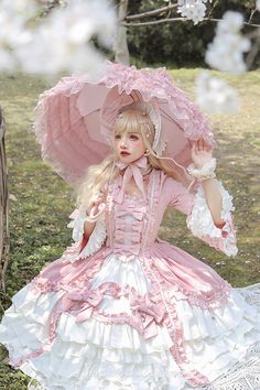 Hinana -Rococo- Vintage Classic Lolita OP Dress (Preorder - 9 Colors Available) Loltia Outfits, Old Japanese Fashion, Japanese Harajuku Fashion, Japanese Kawaii Fashion, Japanese Fashion Kawaii, Japanese Lolita Fashion, Harajuku Girls