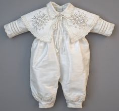 An Elegant convertible Gown, hand embroidered that will make your baby look unique on his Christening day. Made with 100% Silk Fabric (white or Ivory) features a 4 pieces outfit: Jumpsuit, Detachable Skirt, Beret and Matching Shoes, as well as keepsake garment bag and hanger.  I can Assure you that you will get a unique gown handmade by artisans, with a lot of care and attention to details, we are more focused on quality than quantity, and keep doing our gowns just like 20 years ago, traditio... Christening Gowns For Boys, Baby Christening Gowns, Baby Boy Christening Outfit, Outfit Jumpsuit, Baby Baptism Dress, Boy Christening Outfit, Baby Boy Christening, Detachable Skirt, Baptism Gown