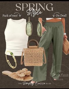 Look Boho Chic, Casual Chic Outfit, Green Pants, Casual Work Outfits, Looks Chic, Fashion Mistakes, Summer Fashion Outfits, Spring Outfits Casual, Mode Inspiration