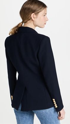 Veronica Beard Miller Dickey Jacket | Shopbop Wardrobe Edit, Faded Denim, Tailored Blazer, Veronica Beard, Metal Buttons, Cool Style, Full Length, New Arrivals, Long Sleeve Blouse