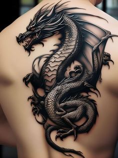 a man with a dragon tattoo on his back