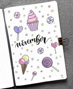 100+ Best November Bujo Spreads for Inspiration - atinydreamer November Bujo Cover, Winter Bujo, November Spread, November Bujo, Monthly Bullet Journal, Bujo Spreads, Bullet Journal Cover Page, Note Doodles, Bullet Journal Cover Ideas