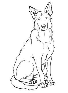 a black and white drawing of a dog sitting in front of a white background with the word