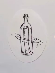 a drawing of a bottle floating in water