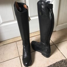 Beautiful English Riding Boots Brand-New With Tags. Size 37mt Leather Sole Round Toe Boots For Shows, Black Leather Boots For Shows, English Riding Boots, English Riding, Boot Brands, Riding Boots, Leather Pants, Athletic Shoes, Women Shoes