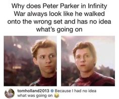 Peter Parker Infinity, Funny Marvel Memes, Marvel Avengers Funny, Dc Memes, Avengers Memes, Marvel Jokes, Avengers Funny, Marvel Funny, Marvel Memes