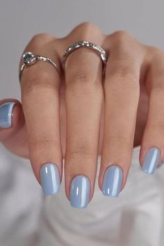 Chrome Nails, chrome nail ideas, metallic nails, glazed donut nails, classy nails, baby blue chrome nails, blue nails Short Blue Nails Square, Btartbox Nails, Blueberry Nails, Blue Chrome Nails, Blue And Silver Nails, Hoco Nails, Blue Gel Nails, Polish Design