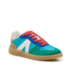 Mia-Vesta Sneaker - Women's Enjoy vintage vibes by rocking the Vesta sneakers from Mia! The simple style is complete with retro stripes, bright colors, and a sporty vulcanized sole. Featuring an extra pair of laces so you can easily change up the look. Trendy Green Sneakers For Spring, Retro Multicolor Sneakers With Rubber Sole, Casual Multicolor Sneakers With Contrast Sole, Retro Multicolor Sneakers With Gum Sole, Sporty Summer Sneakers With Gum Sole, Sporty Sneakers With Gum Sole For Summer, Modern Spring Sneakers With Gum Sole, Trendy Multicolor Sneakers For Spring, Multicolor Gum Sole Sneakers For Spring