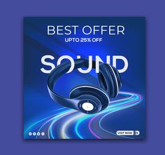 the best offer up to 25 % off sound with headphones on blue and purple background