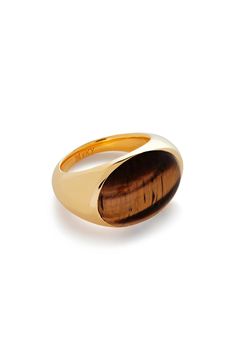 Monica Vinader x Kate Young Tiger's Eye Ring | Nordstrom Dpr Ian Eye Ring, Gold Tortoise Ring, Stone Ring Design, Tiger Ring, Celebrity Stylist, Gold Tiger Eye, Tiger Eye Jewelry, Monica Vinader, Eye Ring