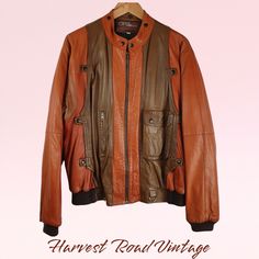 Welcome to Harvest Road Vintage - inspired by a love of quirky, fun and fabulous fashion of bygone eras! Elevate your winter wardrobe with this Vintage 80s Retro Boho Leather Bomber Jacket in two toned brown.  Crafted for the stylish man in mind, this classic piece exudes a sophisticated charm while keeping you cozy and warm. The size S ensures a comfortable fit, perfect for layering over your favorite outfits. Embrace the nostalgia of the 80s and make a statement in this must-have Men's Winter Retro Leather Jacket For Spring, Spring Retro Leather Jacket, Vintage Brown Retro Leather Jacket For Winter, Retro Brown Leather Jacket, Retro Leather Jacket For Fall, Retro Brown Leather Outerwear, Retro Brown Leather Jacket For Winter, Vintage Brown Leather Jacket For Fall, Spring Brown Leather Jacket