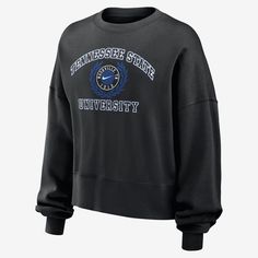 The Tigers hold a unique place within the cultural fabric and tapestry of Tennessee State, personifying the promise of representation for generations to come. Honor your school with this fleece sweatshirt. Black Long Sleeve Sweatshirt For School Spirit, Black College Sweatshirt With Embroidered Graphics, Black Embroidered Sweatshirt For College, Nike Sweatshirt With Ribbed Cuffs For College, Nike Collegiate Sweatshirt, Nike Varsity Sweatshirt For College, Nike Fleece Sweatshirt For College, Nike Long Sleeve Sweatshirt For College, Nike Collegiate Long Sleeve Sweatshirt