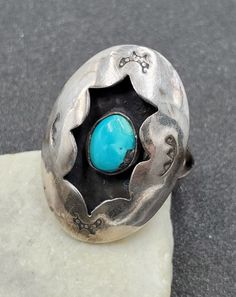 Wonderful Vintage, Native American, Navajo Sterling Silver Shadow Box Turquoise Ring. This beautiful ring is sure to receive many compliments! SOLID925 STERLING SILVER, FULLY TESTED, NOT PLATED OR FILLED. Ring Size: 8.75 Width: 29mm - 3mm Gemstone: Turquoise  Weight: 5.8 Grams Hallmarked: JVA or ALF? We gladly combine shipping! Everything is packed with care to make sure it arrives safely. We only sell authentic items. If it is a name brand item, we guarantee it to be authentic. If it is made of Ring Video, John 3 16, Beautiful Ring, Rings Statement, Precious Metals, Shadow Box, Turquoise Ring, Beautiful Rings, Favorite Jewelry