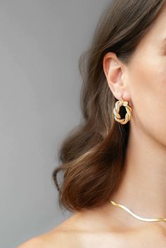 Lennon Hoops – Electric Picks Jewelry Cameo Earrings, Gold Statement Earrings, Layered Bracelets, Love Necklace, Gold Hoops, Chain Earrings, Gold Plated Silver, 14kt Gold, Unique Earrings