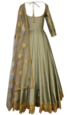 Light Olive Green Floor Length Green Dress Indian, Suits Green, Green Floor, Outfits Indian, Light Olive Green, Salwar Designs, Indian Party, Indian Party Wear