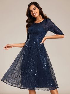 This Dress is fashionable for every occasion. the dress is made-to-order by professional tailors. You can choose from 50 colors, Regular sizes 2 to 16 and plus sizes 14w to 26W. Custom size is also available. Midi Wedding Guest Dress, Navy Blue Prom Dresses, Sequin Midi Dress, Prom Dresses Sleeveless, Sequin Evening Dresses, Stunning Dresses, Guest Dresses, Special Occasion Dresses, Sequin Dress