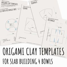 four origami clay templates for slab building and bowls