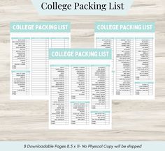 college packing list with the text college packing list and printable package for college students