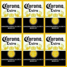 six corona extra beer labels are shown