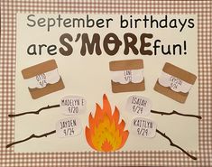 a birthday card with marshmallows and marshmallows around a campfire