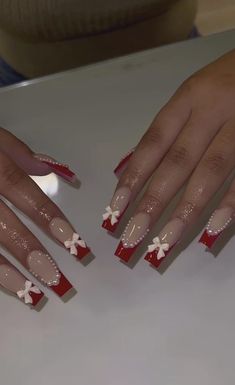 Cherry Wine Nails, Cute Red Nails, Bow Nail Designs, Vday Nails, Wine Nails, Cherry Wine, Cherry Nails