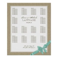 wedding seating chart with green ribbon and bow