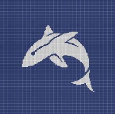 a cross stitch dolphin on a blue background