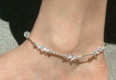 Simple Elegant Beach Bridal Wedding Swarovski Crystal Sterling Silver Anklet Sparkling Wedding Silver Crystal Anklets, Adjustable Crystal Anklets As Gift, 45th Birthday Gifts, Sparkling Jewelry, 45th Birthday, Silver Anklet, Wedding Bridesmaid Jewelry, Bridesmaid Gifts Jewelry, Beach Bridal