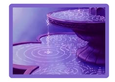 a purple table with circular designs on it