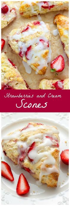 strawberry shortcakes and cream scones on a plate