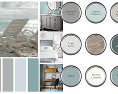 the color scheme for this beach themed bedroom is blue and white, with gray accents