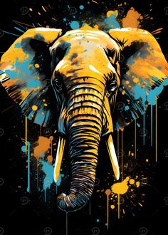 Golden Elepahnt Painting Metal Poster African Animals Photography, Elephant Painting Canvas, Chris Nolan, Makeup Artist Logo Design, Bald Eagle Art, Golden Elephant, Texture Painting Techniques