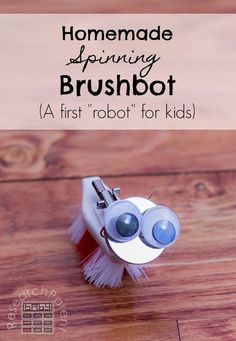 a toothbrush holder made out of toilet paper with the words homemade spinning brushbot on it