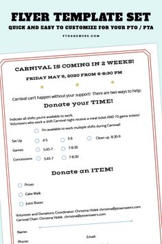 a flyer with the words carnival is coming in 2 weeks and it's time to do