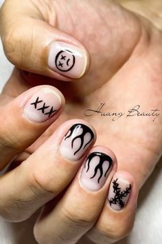 Nail Designs Masculine, Cool Nail Designs For Men, Masculine Nails Art, Nail Art Designs For Men, Men’s Nail Art Design, Short Nails Edgy, Men’s Designs Nails