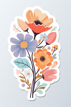 a sticker with colorful flowers on it