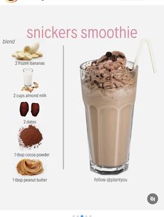 an info board showing how to make snickkers smoothie