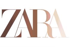 the word zara is shown in brown and white letters on a white background,