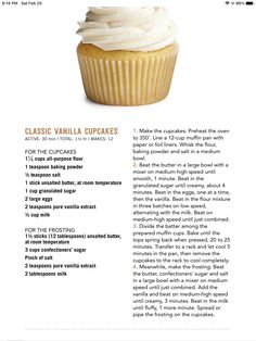 the recipe for vanilla cupcakes is shown