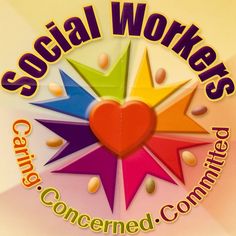 the social worker's conference logo is shown in purple, yellow and orange colors