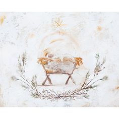 Away in a Manger Poster Print - Mackenzie Kissell-VARPDXMKA107 Image 1 Nativity Art Work, Christ Christmas Art, Lds Christmas Art, Aesthetic Nativity Scene Wallpaper, Nativity Illustration, Nativity Watercolor, Watercolor Nativity, Jesus In A Manger, Nativity Painting