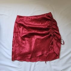 New Never Worn, No Tags! Slightly Fitted Mini With Adjustable Ruching. Satin Mini Skirt, Metallic Skirt, Red Skirts, Mini Skirt, Womens Skirt, Mini Skirts, Satin, Skirt, Tags