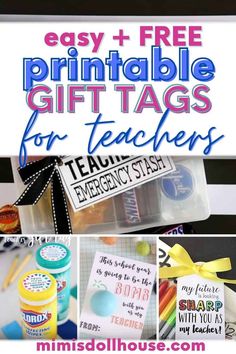 free printable gift tags for teachers to use on the back of their school supplies