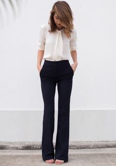 Black Plain Pockets Long Casual Pant Chic Office Outfit, Looks Chic, Mode Inspo, Clothing Essentials, Business Attire