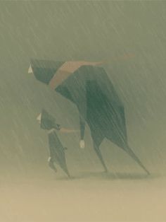 two people walking in the rain with an umbrella